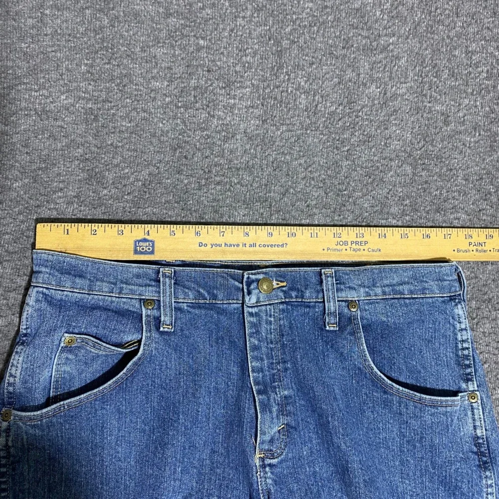 Wrangler Rugged Wear Mens Blue Straight Leg Jeans 34x30 Stretch 31050BI
